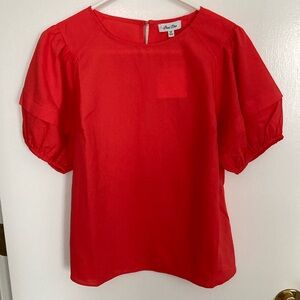 NWT Petal Dew, Red puff Sleeve, Blouse.Size M